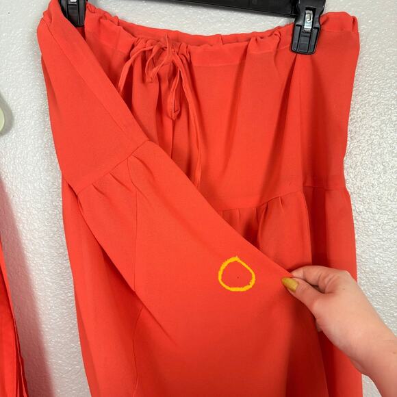 Approx S/M Orange Floral Embroidered Sequin Kurta Style Pants Matching Dupatta - Picture 3 of 12